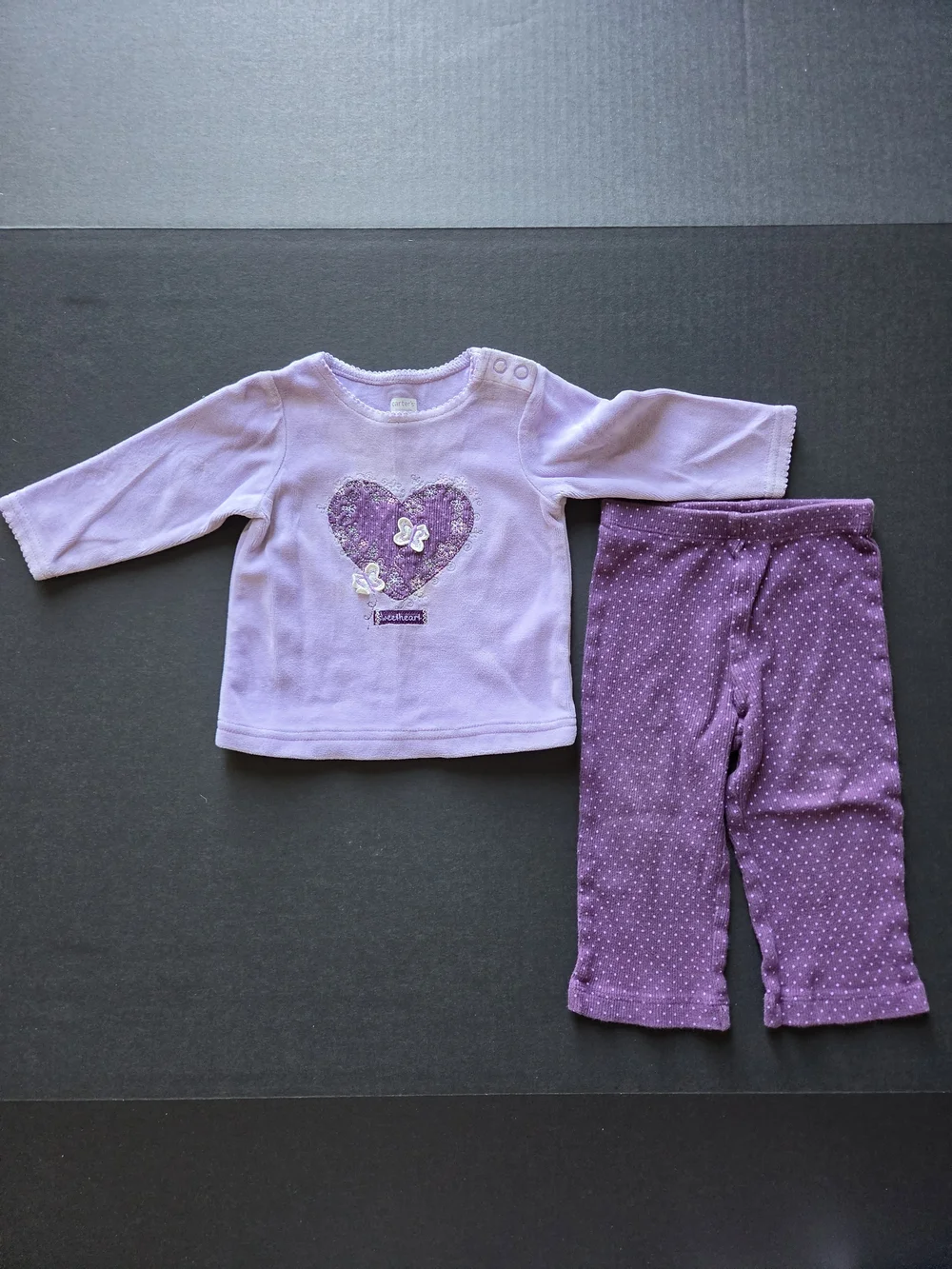VTG Lot of 3 Carter’s & Nursery Rhyme Baby Girl Outfits Purple White 6-9 Months